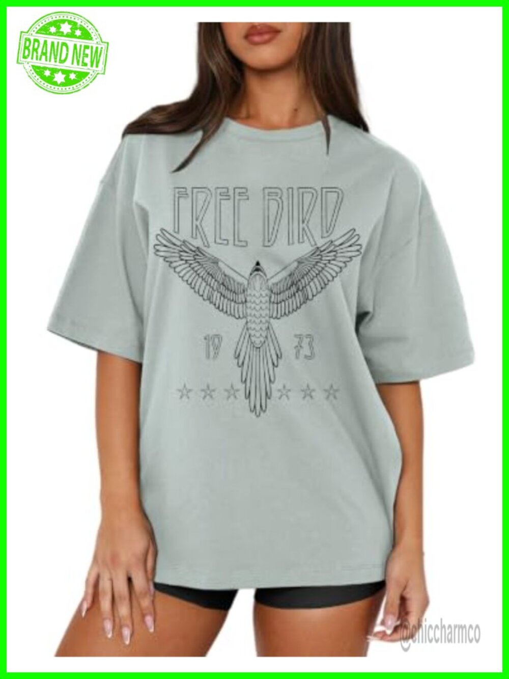Oversized Graphic Tee Women Crew Neck Loose Fit Short Sleeve Cotton Blend Summer